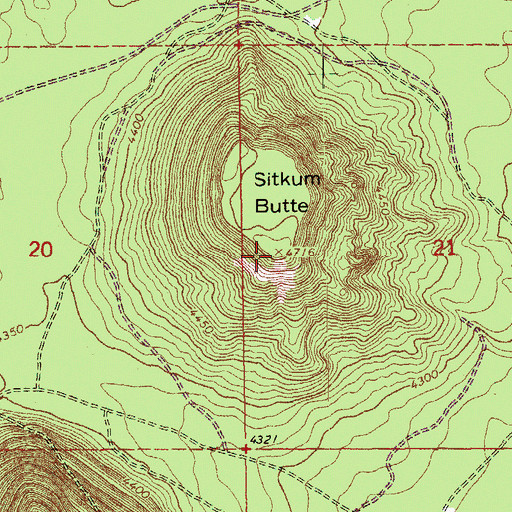 Topographic Map of Sitkum Butte, OR