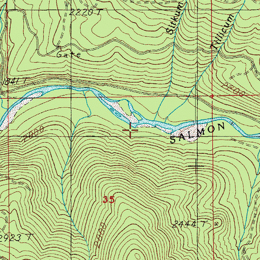 Topographic Map of Sitkum Creek, OR