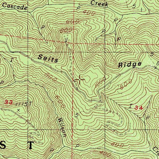 Topographic Map of Seits Ridge, OR