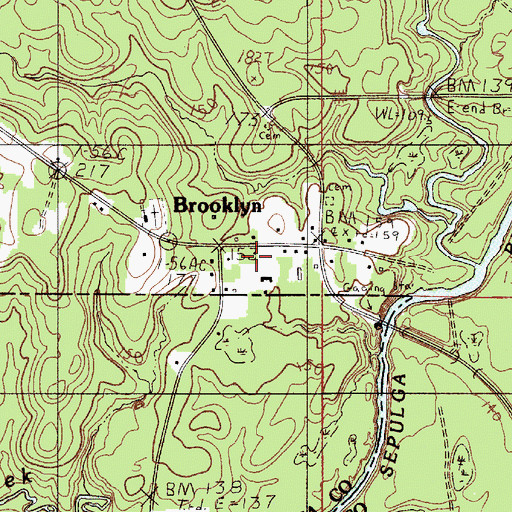 Topographic Map of Brooklyn, AL