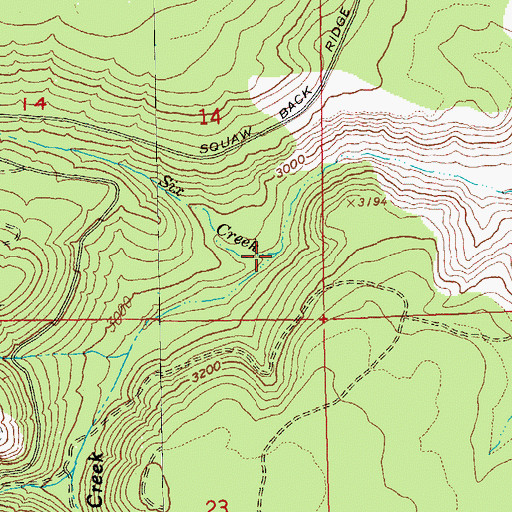 Topographic Map of Six Creek, OR