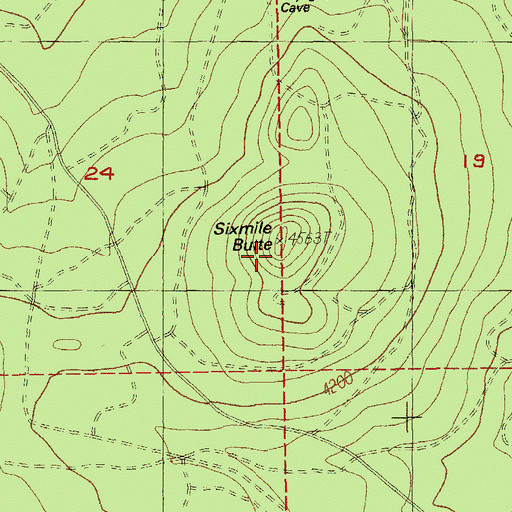 Topographic Map of Sixmile Butte, OR