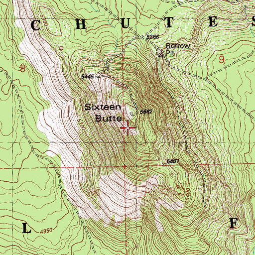Topographic Map of Sixteen Butte, OR