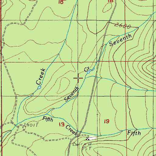 Topographic Map of Sixth Creek, OR