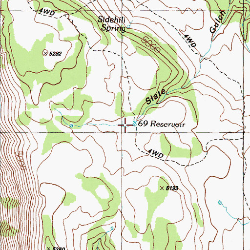 Topographic Map of Sixtynine Reservoir, OR