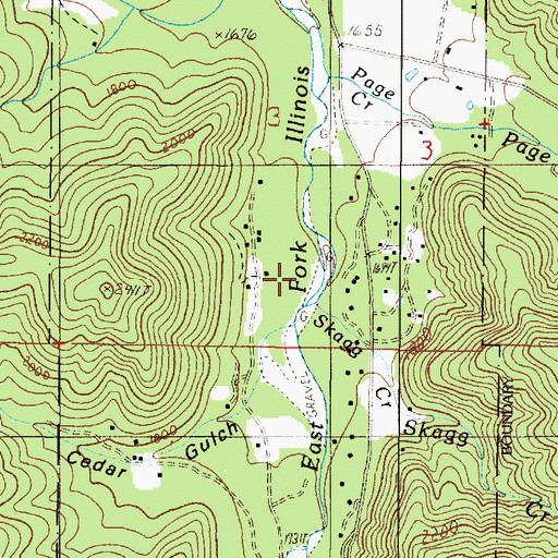 Topographic Map of Skag Creek, OR
