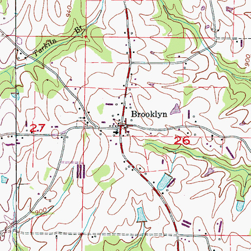 Topographic Map of Brooklyn, AL