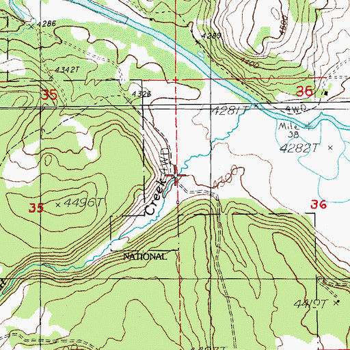 Topographic Map of Skeen Ranch, OR