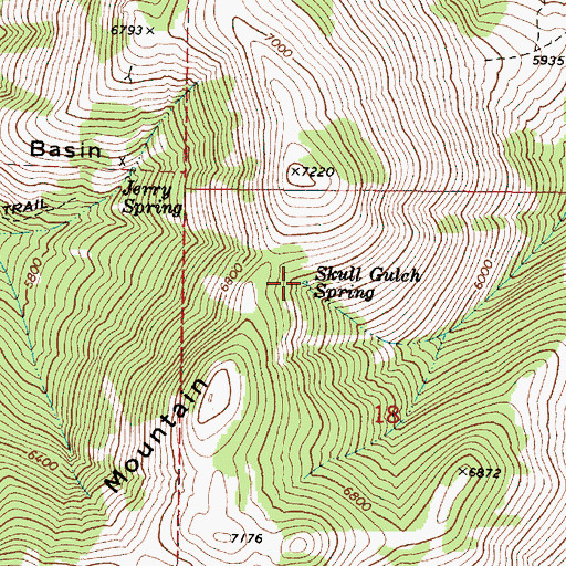 Topographic Map of Skull Gulch Spring, OR