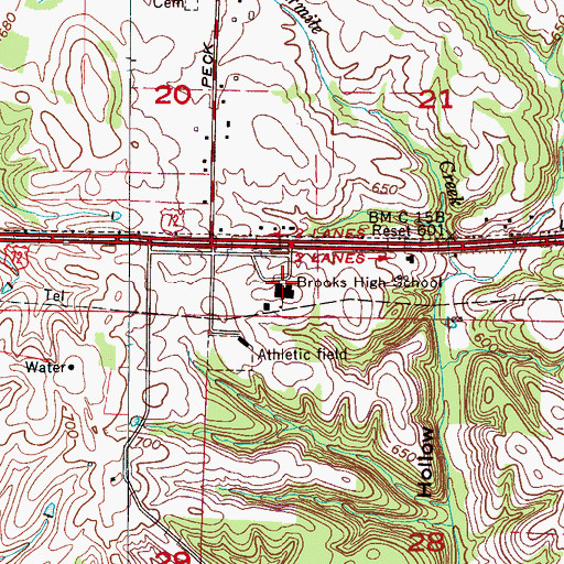 Topographic Map of Brooks High School, AL