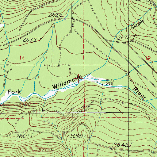 Topographic Map of Skunk Creek, OR