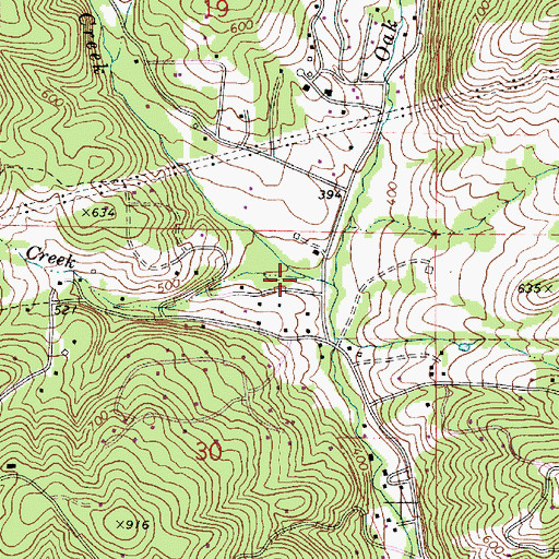 Topographic Map of Skunk Creek, OR