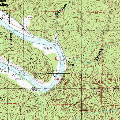 Topographic Map of Skunk Creek, OR