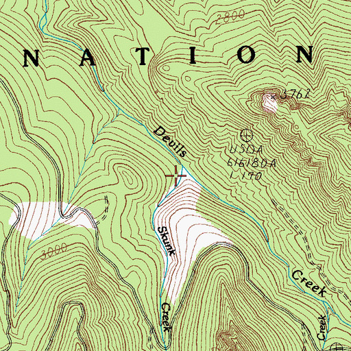 Topographic Map of Skunk Creek, OR
