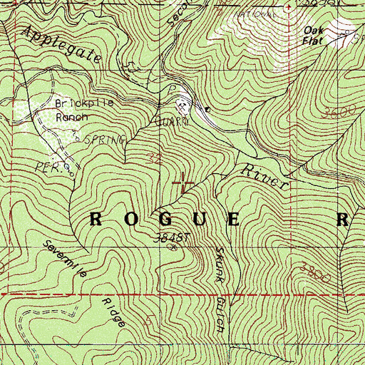 Topographic Map of Skunk Gulch, OR