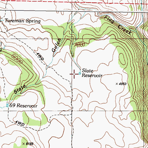 Topographic Map of Slate Reservoir, OR