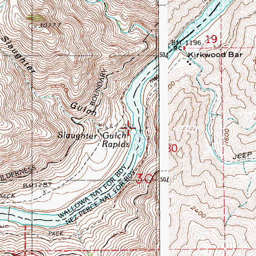 Topographic Map of Slaughter Gulch, OR
