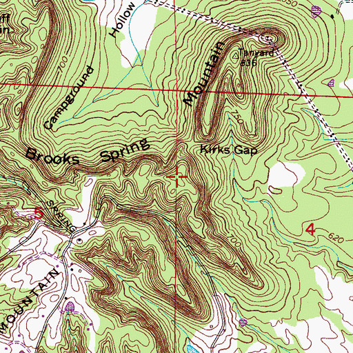 Topographic Map of Brooks Spring Mountain, AL