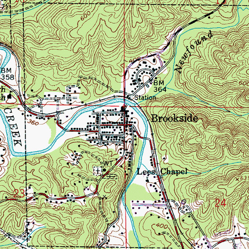 Topographic Map of Brookside, AL
