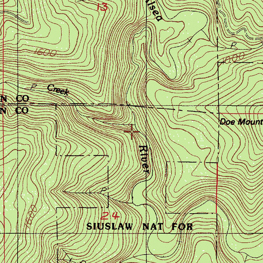 Topographic Map of Easter Creek, OR