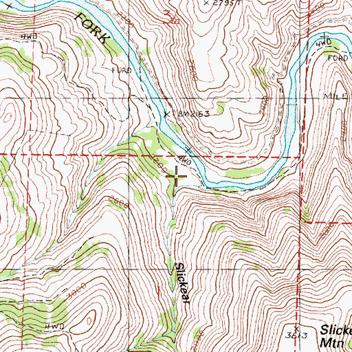 Topographic Map of Slickear Canyon, OR