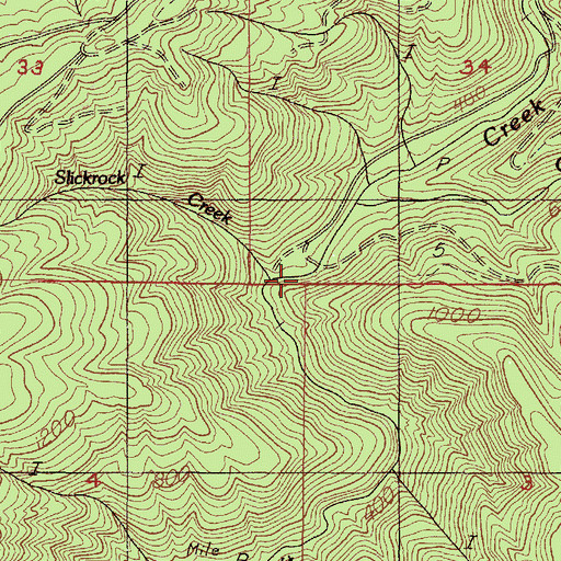 Topographic Map of Slickrock Creek, OR