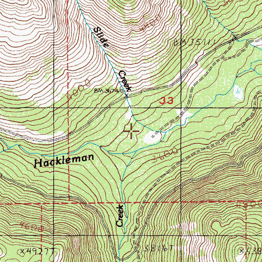 Topographic Map of Slide Creek, OR