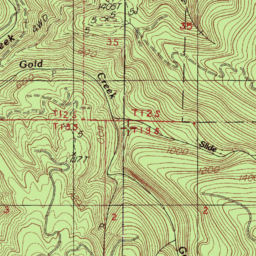 Topographic Map of Slide Creek, OR