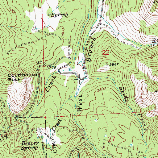 Topographic Map of Slide Creek, OR