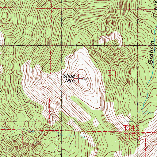 Topographic Map of Slide Mountain, OR