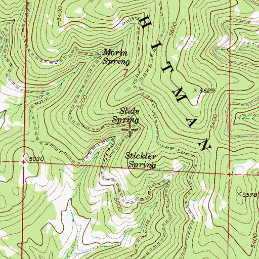 Topographic Map of Slide Spring, OR