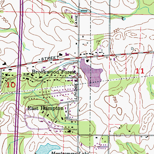 Topographic Map of Brookwood Forest, AL