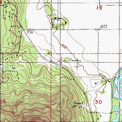 Topographic Map of Sloan Cemetery, OR