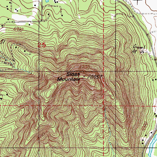 Topographic Map of Sloan Mountain, OR