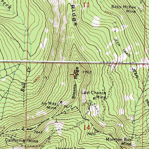 Topographic Map of Sloans Ridge, OR