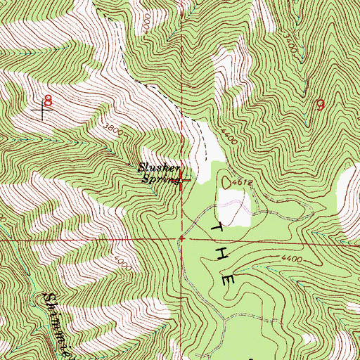 Topographic Map of Slusher Spring, OR