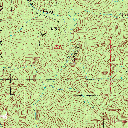 Topographic Map of Smith Creek, OR