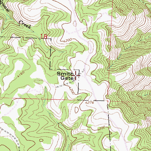 Topographic Map of Smith Gate, OR
