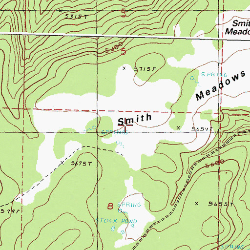 Topographic Map of Smith Meadows, OR