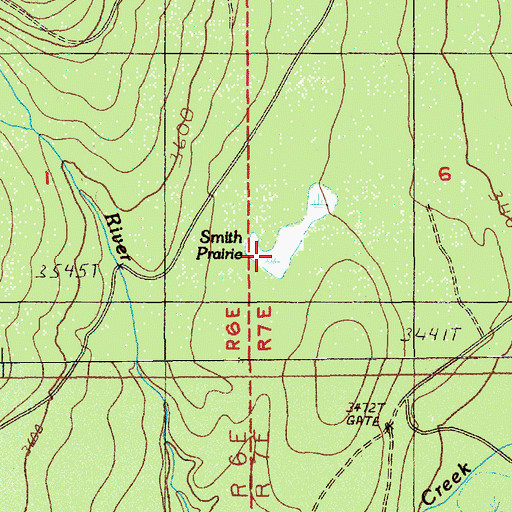 Topographic Map of Smith Prairie, OR