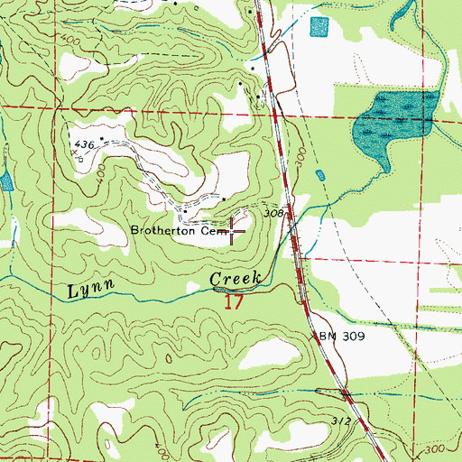 Topographic Map of Brotherton Cemetery, AL