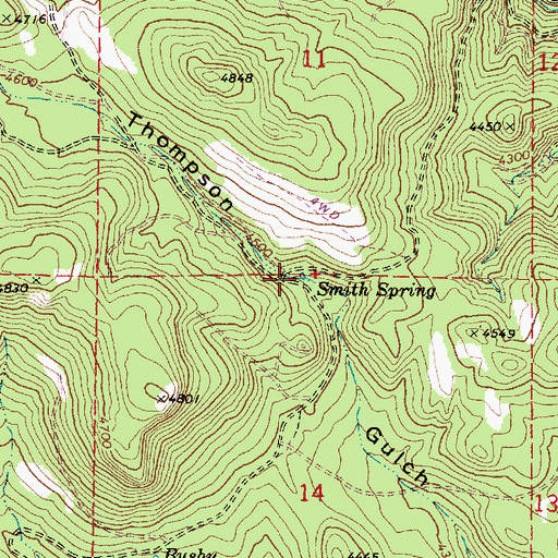 Topographic Map of Smith Spring, OR