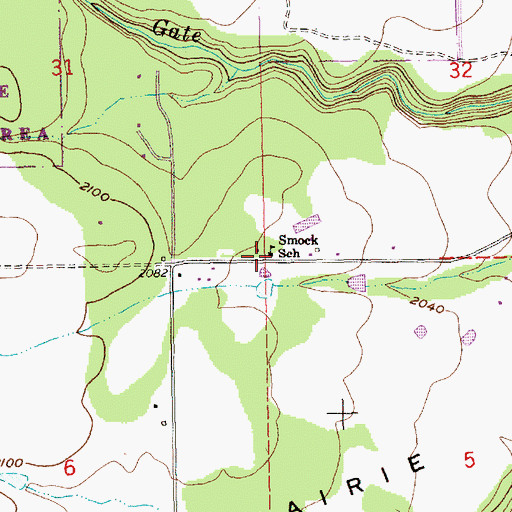 Topographic Map of Smock School (historical), OR