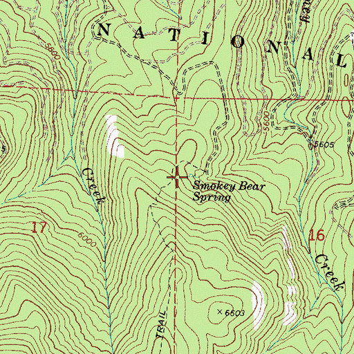 Topographic Map of Smokey Bear Spring, OR
