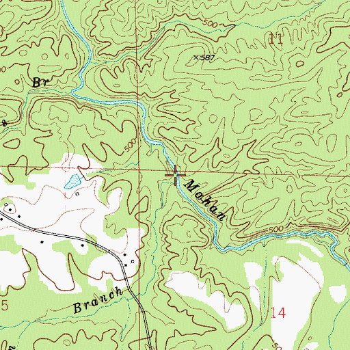 Topographic Map of Brown Branch, AL