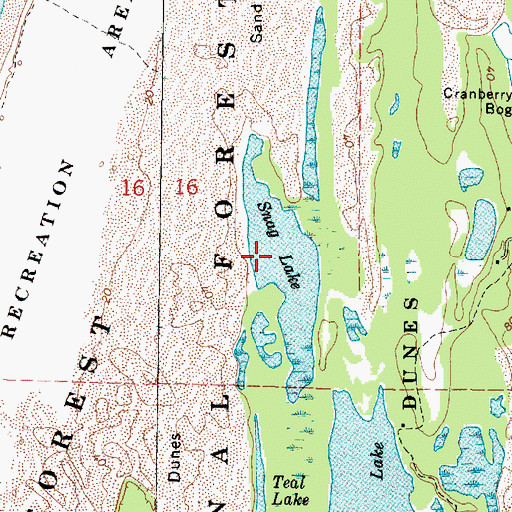 Topographic Map of Snag Lake, OR