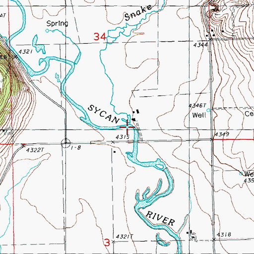 Topographic Map of Snake Creek, OR