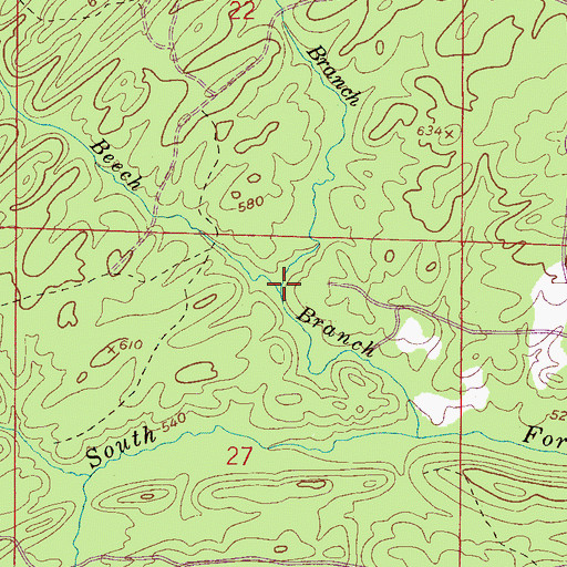 Topographic Map of Brown Branch, AL