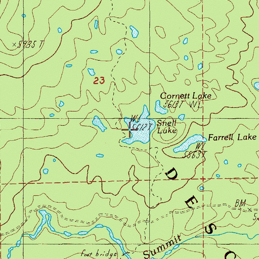 Topographic Map of Snell Lake, OR