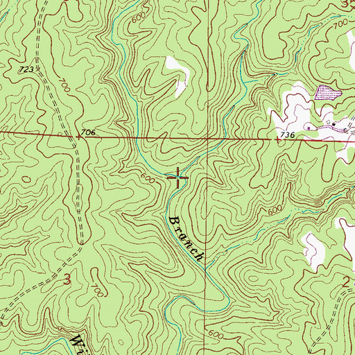 Topographic Map of Brown Branch, AL